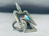 Taller Native American Navajo Bird Turquoise Sterling Silver Ring-Nativo Arts