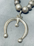 Gasp! Vintage Native American Navajo Graduating Sterling Silver Naja Bead Necklace Old-Nativo Arts