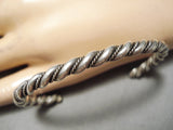 Hand Twisted Vintage Native American Navajo Solid Sterling Silver Bracelet Old-Nativo Arts