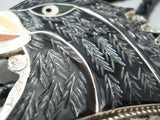 One Of The Most Unique Native American Zuni Eagle Sterling Silver Carved Bolo Tie-Nativo Arts