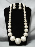 One Of The Biggest Ever Native American Navajo Sterling Silver Bulb Bead Necklace Set-Nativo Arts