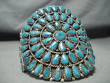 Huge Native American Navajo Blue Diamond Turquoise Sterling Silver Bracelet-Nativo Arts