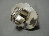 One Of Biggest Vintage Native American Navajo Domed #8 Turquoise Sterling Silver Ring- Huge!!-Nativo Arts