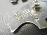 Authentic Vintage Native American Navajo Thomas Singer Gold Sterling Silver Earrings-Nativo Arts
