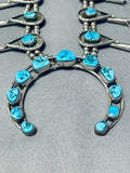 Vintage Native American Navajo Sleeping Beauty Turquoise Sterling Silver Squash Blossom Necklace-Nativo Arts