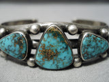 Superlative Vintage Native American Navajo Carico Lake Turquoise Sterling Silver Bracelet Cuff-Nativo Arts