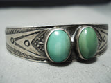 Early Vintage Native American Navajo Very Old Green Turquoise Sterling Silver Bracelet-Nativo Arts