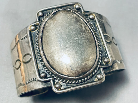 One Of The Most Unique Vintage Native American Navajo All Sterling Silver Bracelet-Nativo Arts