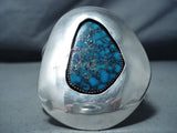 Rare Mine Vintage Native American Navajo Blue Thunder Turquoise Sterling Silver Bracelet-Nativo Arts
