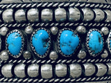 Dynamic Vintage Native American Navajo Kingman Turquoise Sterling Silver Bracelet Signed-Nativo Arts
