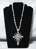One Of The Best Ever Vintage Native American Navajo Turquoise Cross Sterling Silver Necklace-Nativo Arts