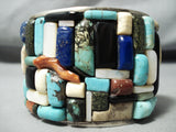 One Of The Best Ever Vintage Native American Navajo Turquoise Inlay Sterling Silver Bracelet-Nativo Arts