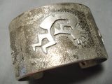 Huge Vintage Native American Navajo Dancing Kokopelli Sterling Silver Bracelet Old-Nativo Arts