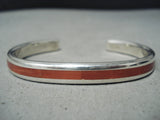 Beautiful Zuni Coral Sterling Silver Bracelet Native American-Nativo Arts