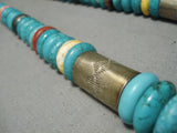 Colossal Vintage Native American Navajo Sterling Silver Turquoise Bead Necklace Old-Nativo Arts