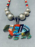 Native American Intricate Southwest Vintage Turquoise Bear Sterling Silver Necklace-Nativo Arts