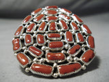 One Of The Biggest Native American Navajo Coral Sterling Silver Ring-Nativo Arts