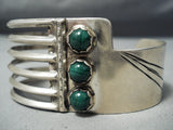 Roger Skeet Vintage Native American Navajo Malachite Sterling Silver Bracelet-Nativo Arts