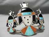 One Of The Best Vintage Zuni Native American Navajo Turquoise Kachina Sterling Silver Bracelet-Nativo Arts