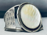 Massive Vintage Native American Navajo Mother Of Pearl Sterling Silver Bracelet-Nativo Arts