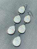 Exquisite Native American Navajo Synth. Opal Sterling Silver Earrings-Nativo Arts