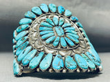 One Of The Best Ever Vintage Native American Navajo Turquoise Cluster Sterling Silver Bracelet-Nativo Arts