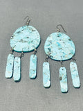 Rare Native American Navajo Turquoise Sterling Silver Tanya Tucker Style Earrings-Nativo Arts