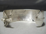 Huge Hand Carved Feather Genius Native American Navajo Sterling Silver Bracelet-Nativo Arts