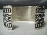 Detailed Sunny Reeves Native American Navajo Sterling Silver Extreme Stamp Bracelet-Nativo Arts
