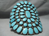 Tremendous Vintage Native American Navajo Turquoise Cluster Sterling Silver Bracelet-Nativo Arts