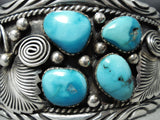 Huge Vintage Native American Navajo Carico Lake Turquoise Sterling Silver Bracelet-Nativo Arts