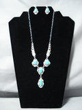 Celm Nalwood Native American Navajo Blue Gem Turquoise Sterling Silver Necklace & Earring Set-Nativo Arts