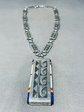 Timmy Yazzie Important Vintage Native American Navajo Side Inlay Sterling Silver Necklace-Nativo Arts