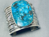 200 Gram Monster Gilbert Turquoise Native American Navajo Sterling Silver Bracelet-Nativo Arts
