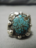 Museum Quality Vintage Native American Navajo Spiderweb Turquoise Sterling Silver Ring Old-Nativo Arts