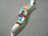 Native American Important Vintage Navajo David Tune Lightning Turquoise Sterling Silver Pendant-Nativo Arts