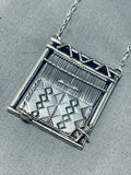 Outstanding Native American Navajo Sterling Silver Rug Weaver Necklace Signed Nelson Morton-Nativo Arts