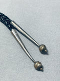 Important Wylie Vintage Native American Navajo Sterling Silver Bolo Tie-Nativo Arts