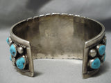 Important Vintage Native American Navajo Tommy Moore Turquoise Sterling Silver Bracelet Old-Nativo Arts