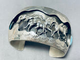 One Of The Most Detailed Vintage Native American Navajo Horse Turquoise Sterling Silver Bracelet-Nativo Arts