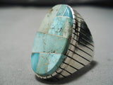 Incredible Vintage Native American Navajo Blue Green Turquoise Sterling Silver Ring Old-Nativo Arts