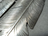 Astounding Navajo Sterling Silver Feather Earrings Native American-Nativo Arts