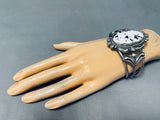 Best Jeff James Native American Navajo White Buffalo Turquoise Sterling Silver Bracelet-Nativo Arts