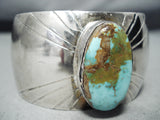 Exceptional Vintage Native American Navajo Huge Royston Turquoise Sterling Silver Bracelet-Nativo Arts