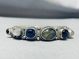 Unique Stone Vintage Native American Navajo Sterling Silver Opal Blue Bracelet-Nativo Arts