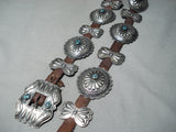 Extremely Rare Turquoise Vintage Native American Navajo Sterling Silver Concho Belt-Nativo Arts