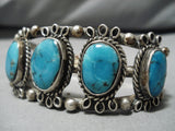 Impressive Vintage Zuni Native American Turquoise Sterling Silver Bracelet-Nativo Arts