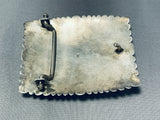 Kenny Etsitty Vintage Native American Navajo Royston Turquoise Sterling Silver Buckle Signed-Nativo Arts