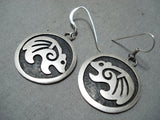 Phenomenal Vintage Hopi Native American Sterling Silver Earrings Old-Nativo Arts