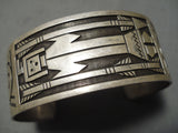 Symbolic Vintage Native American Navajo Yei Sterling Silver Bracelet Cuff Old-Nativo Arts